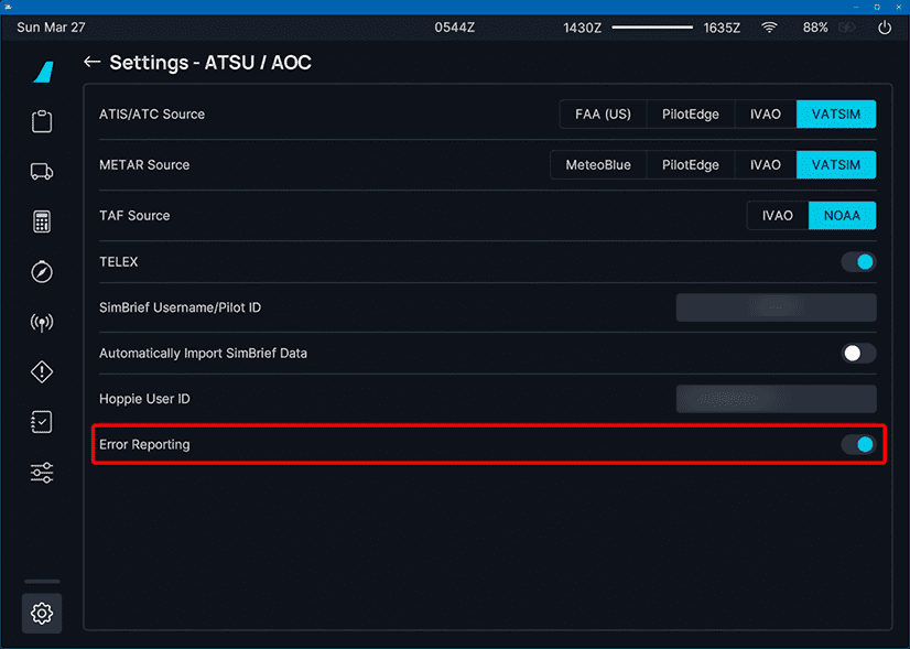flyPad EFB Setting Error Reporting flyPad EFB Setting Error Reporting