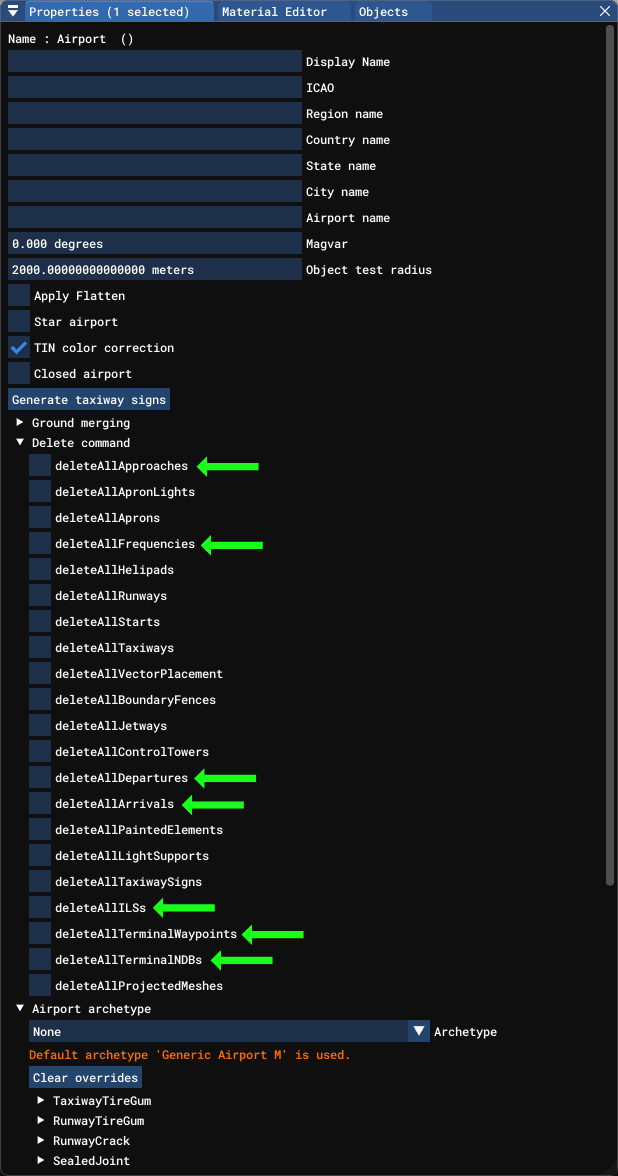 Airport Properties Delete Command Airport Properties Delete Command