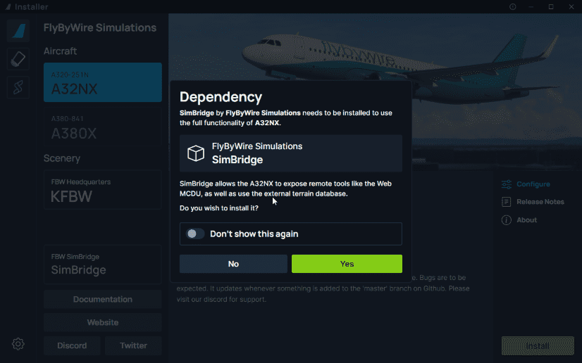 Prompt to install SimBridge when installing an add-on that requires it SimBridge install prompt